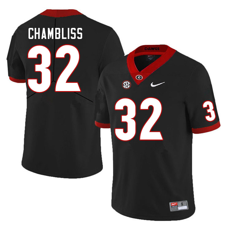 Men #32 Chaz Chambliss Georgia Bulldogs College Football Jerseys Sale-Black - Click Image to Close